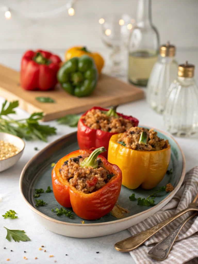 an image of Stuffed Bell Peppers dish presented in a table